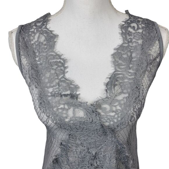 NWT Gimmicks Eyelash Lace Tank Top. Gray M#26 - Picture 4 of 16
